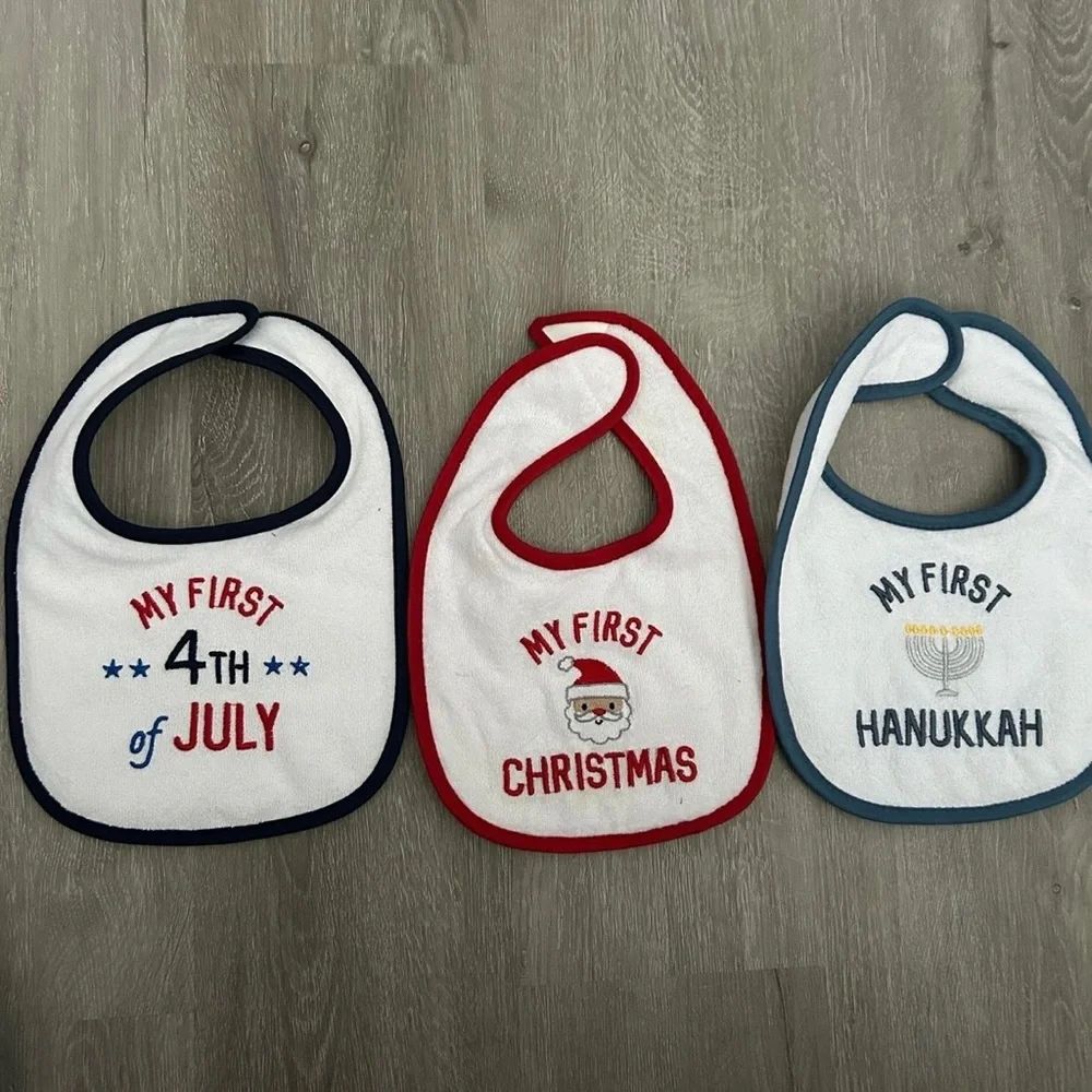 Lot Of 11 My First Holidays Baby Bibs